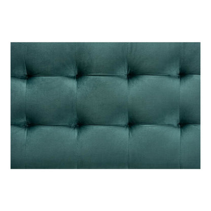 Teal Blue Velvet Fabric Upholstered Grid-Tufted Storage Ottoman Bench