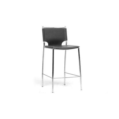 Black Bonded Leather Upholstered 2-Piece Counter Stool Set