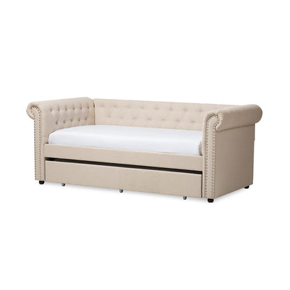 Baxton Studio Mabelle Modern and Contemporary Beige Fabric Trundle Daybed