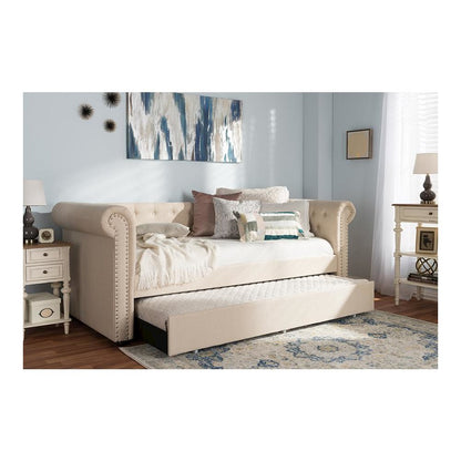 Baxton Studio Mabelle Modern and Contemporary Beige Fabric Trundle Daybed