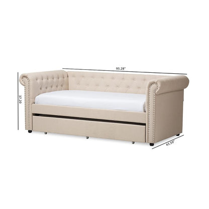 Baxton Studio Mabelle Modern and Contemporary Beige Fabric Trundle Daybed