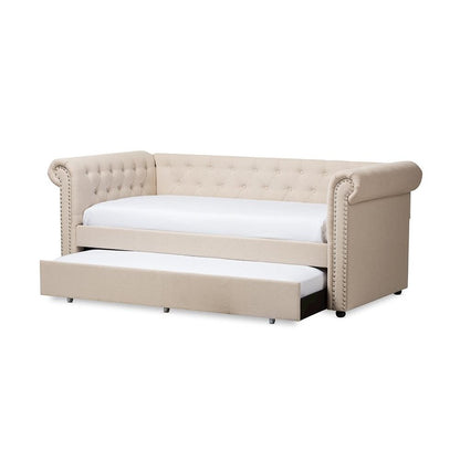 Baxton Studio Mabelle Modern and Contemporary Beige Fabric Trundle Daybed