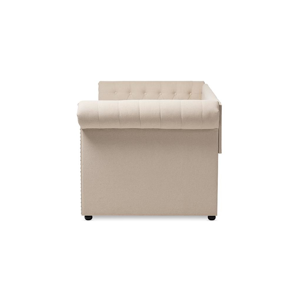 Baxton Studio Mabelle Modern and Contemporary Beige Fabric Trundle Daybed