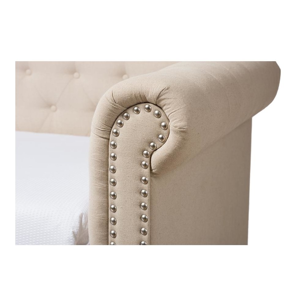 Baxton Studio Mabelle Modern and Contemporary Beige Fabric Trundle Daybed