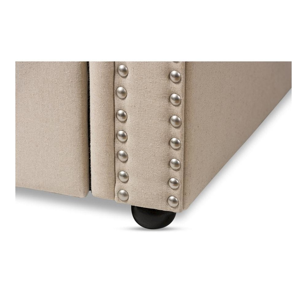 Baxton Studio Mabelle Modern and Contemporary Beige Fabric Trundle Daybed