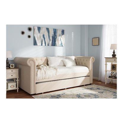 Baxton Studio Mabelle Modern and Contemporary Beige Fabric Trundle Daybed