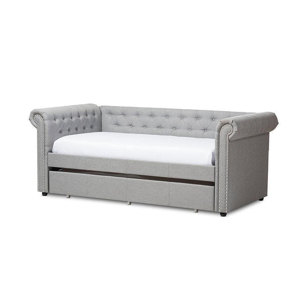Baxton Studio Mabelle Modern and Contemporary Grey Fabric Trundle Daybed