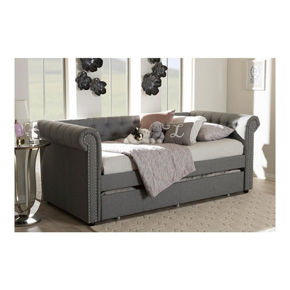 Baxton Studio Mabelle Modern and Contemporary Grey Fabric Trundle Daybed
