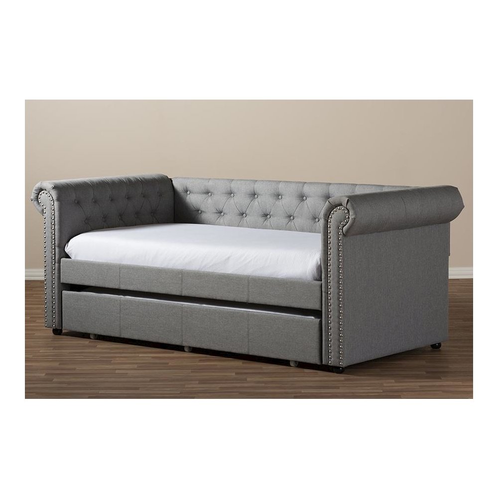 Baxton Studio Mabelle Modern and Contemporary Grey Fabric Trundle Daybed
