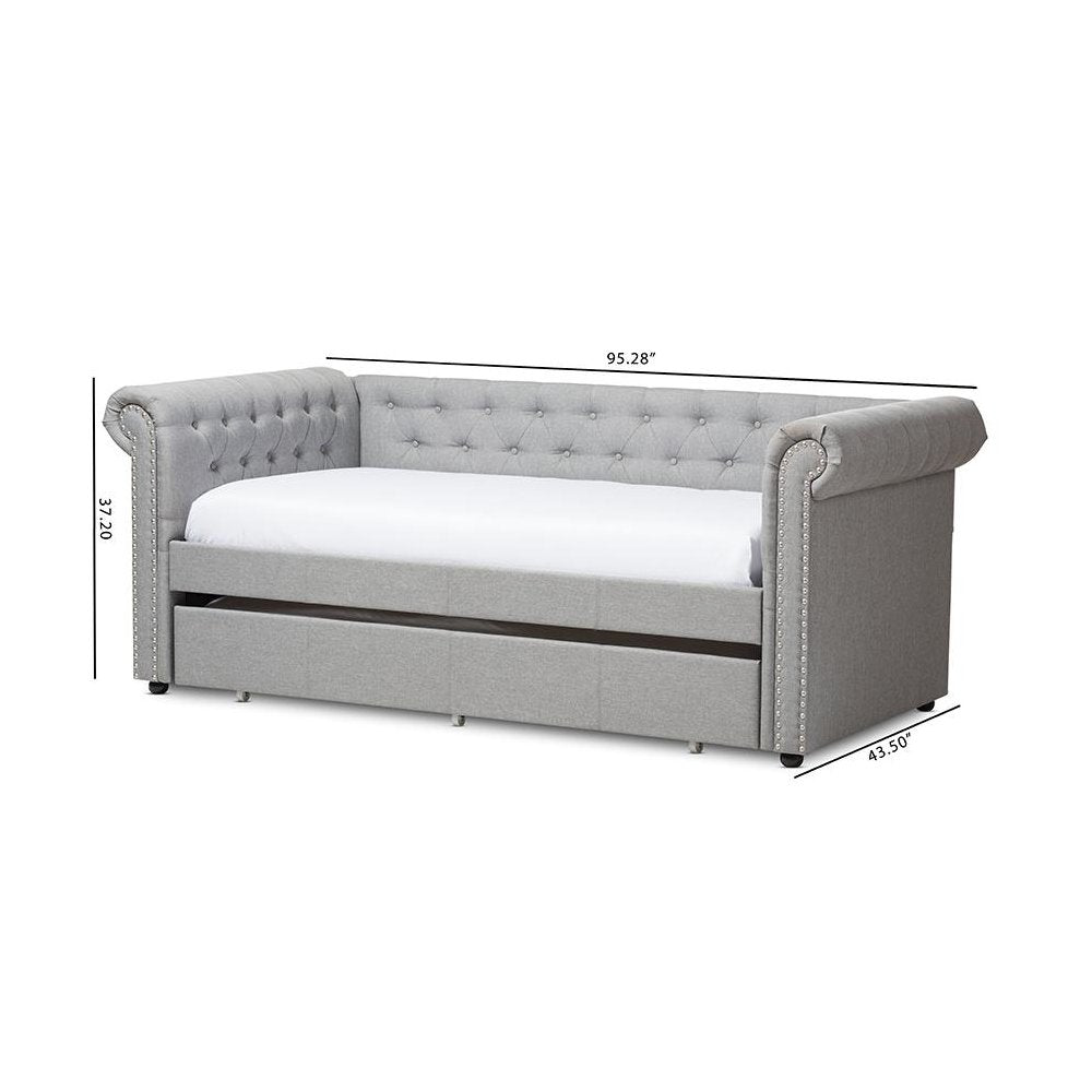 Baxton Studio Mabelle Modern and Contemporary Grey Fabric Trundle Daybed