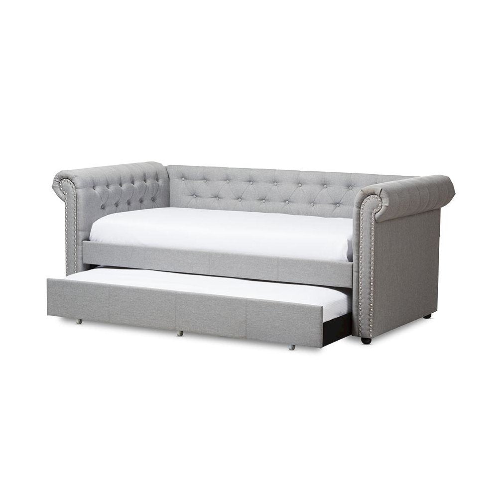 Baxton Studio Mabelle Modern and Contemporary Grey Fabric Trundle Daybed
