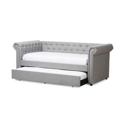 Baxton Studio Mabelle Modern and Contemporary Grey Fabric Trundle Daybed