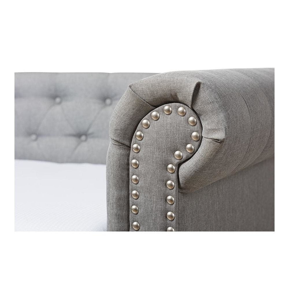 Baxton Studio Mabelle Modern and Contemporary Grey Fabric Trundle Daybed