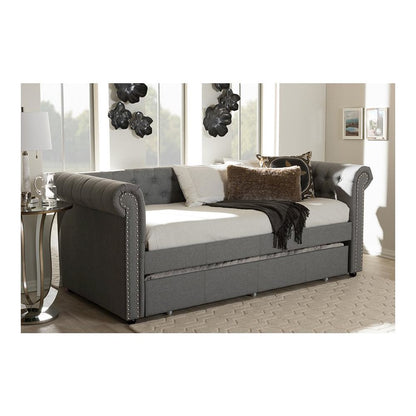 Baxton Studio Mabelle Modern and Contemporary Grey Fabric Trundle Daybed