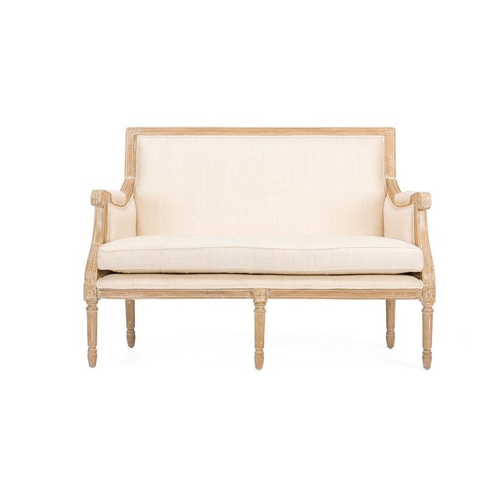 Baxton Studio Chavanon Wood & Light Beige Linen Traditional French Loveseat