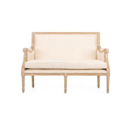 Baxton Studio Chavanon Wood & Light Beige Linen Traditional French Loveseat