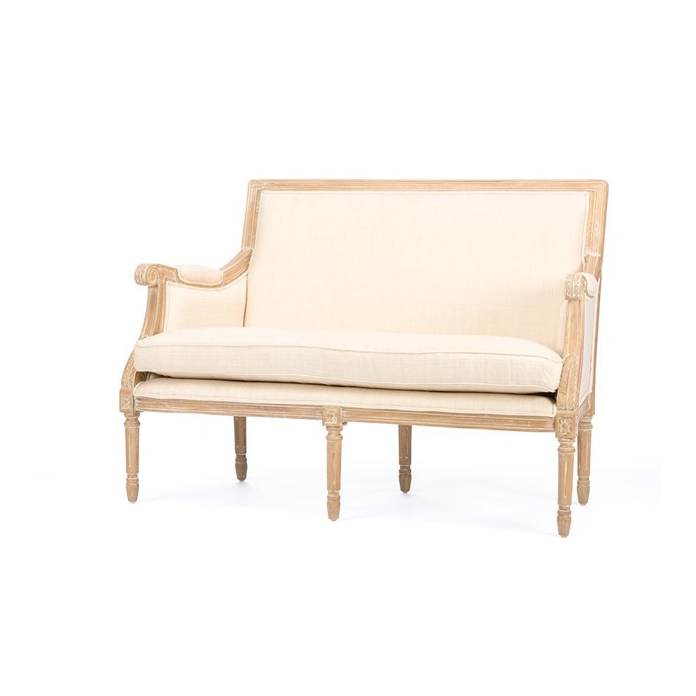 Baxton Studio Chavanon Wood & Light Beige Linen Traditional French Loveseat