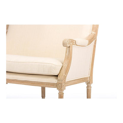 Baxton Studio Chavanon Wood & Light Beige Linen Traditional French Loveseat