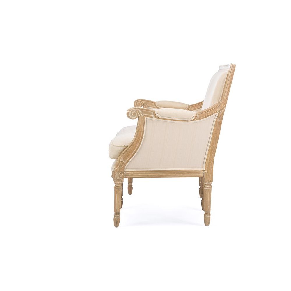 Baxton Studio Chavanon Wood & Light Beige Linen Traditional French Loveseat