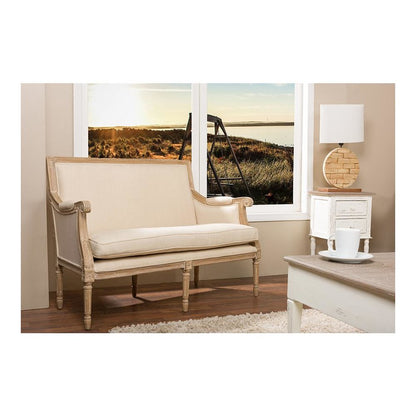 Baxton Studio Chavanon Wood & Light Beige Linen Traditional French Loveseat