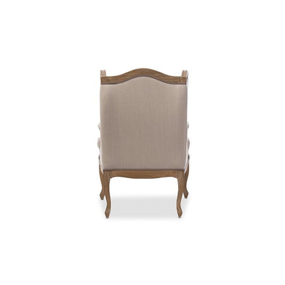 White Wash Distressed Two-tone Beige Upholstered Armchair