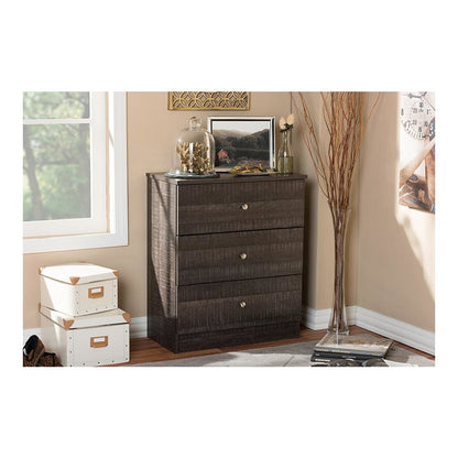 Decon Modern and Contemporary Espresso Brown Wood 3-Drawer Storage Chest