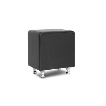 Baxton Studio Stella Crystal Tufted Black Upholstered Modern Nightstand