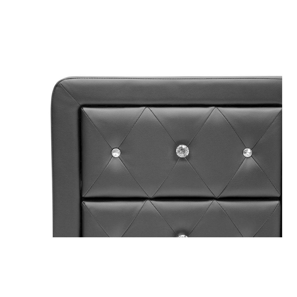 Baxton Studio Stella Crystal Tufted Black Upholstered Modern Nightstand