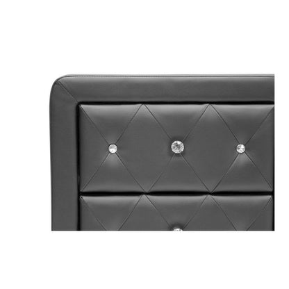 Baxton Studio Stella Crystal Tufted Black Upholstered Modern Nightstand