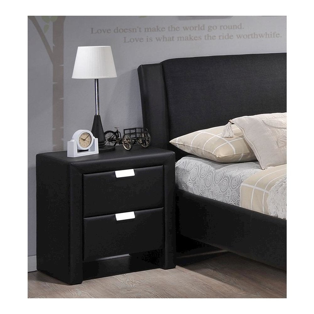 Baxton Studio Frey Black Upholstered Modern Nightstand