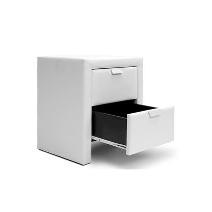 Baxton Studio Frey White Upholstered Modern Nightstand