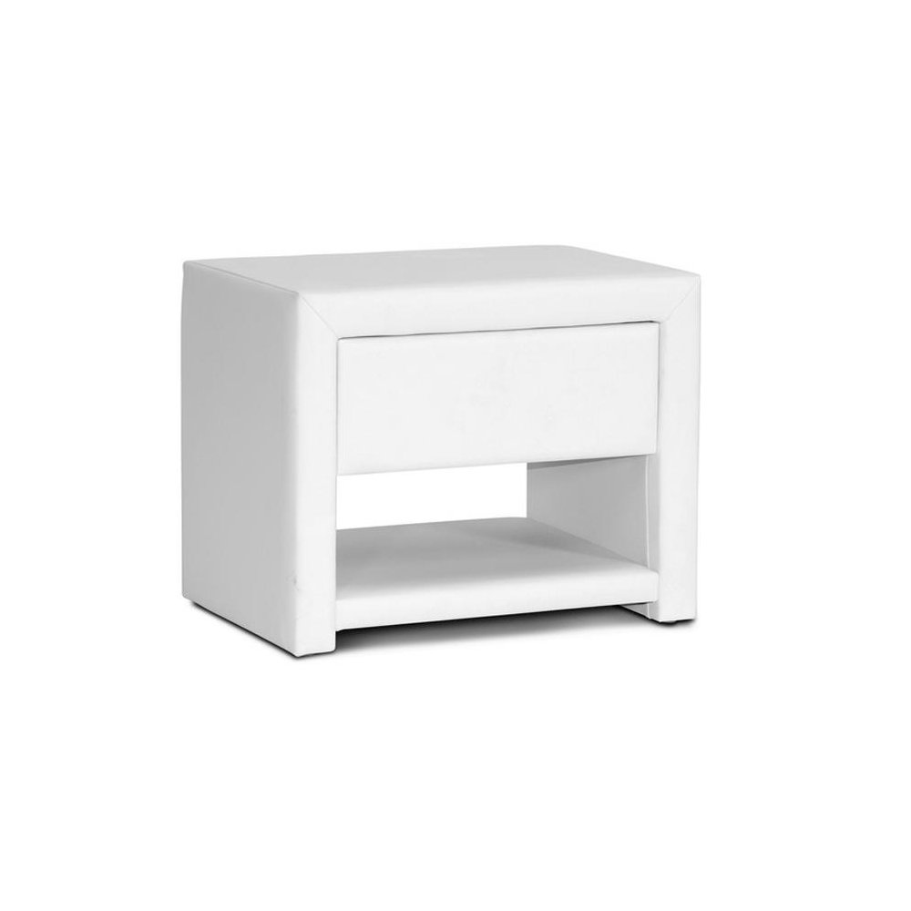 Baxton Studio Massey White Upholstered Modern Nightstand