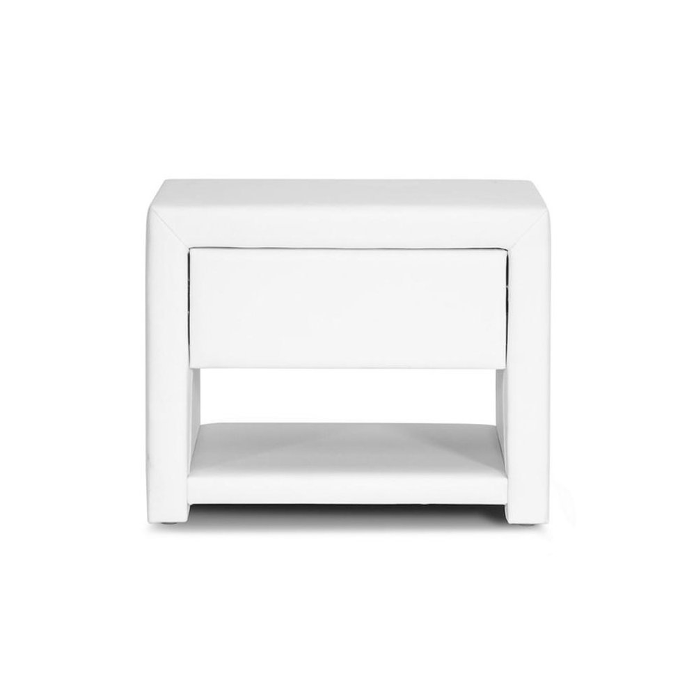 Baxton Studio Massey White Upholstered Modern Nightstand