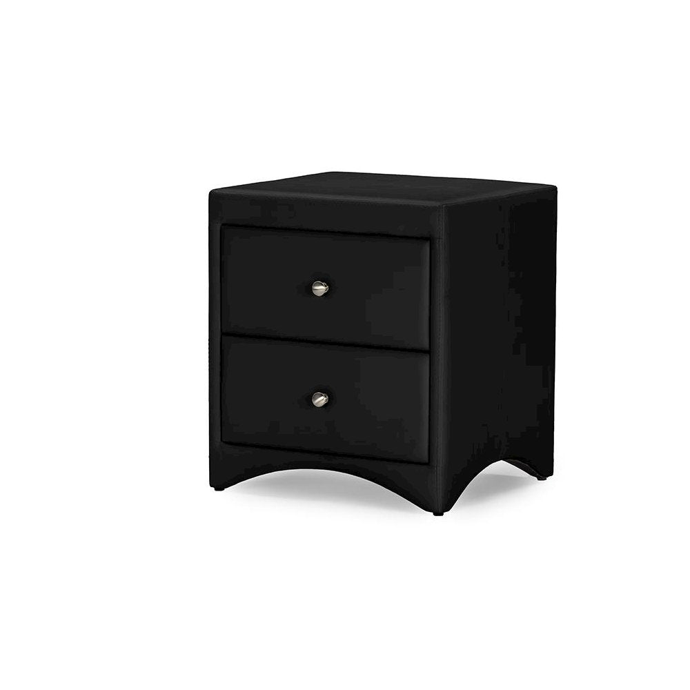 Dorian Black Faux Leather Upholstered Modern Nightstand