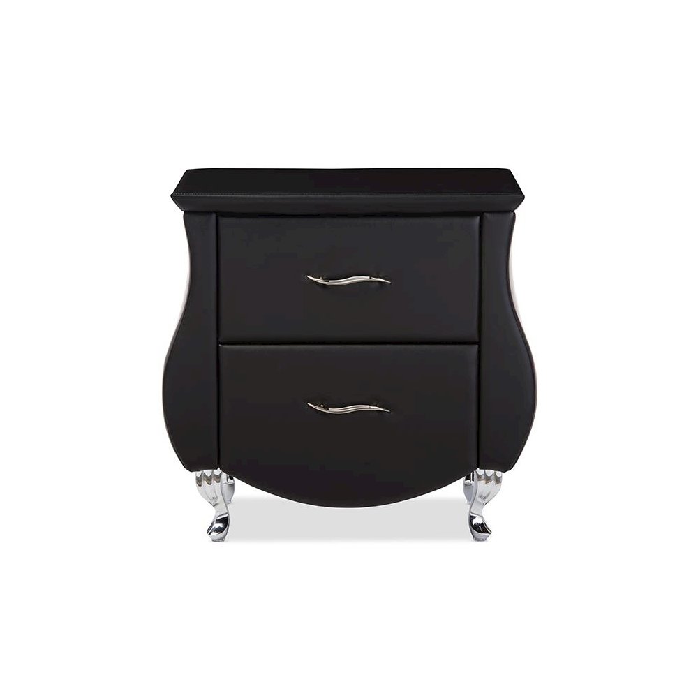 Erin Modern and Contemporary Black Faux Leather Upholstered Nightstand