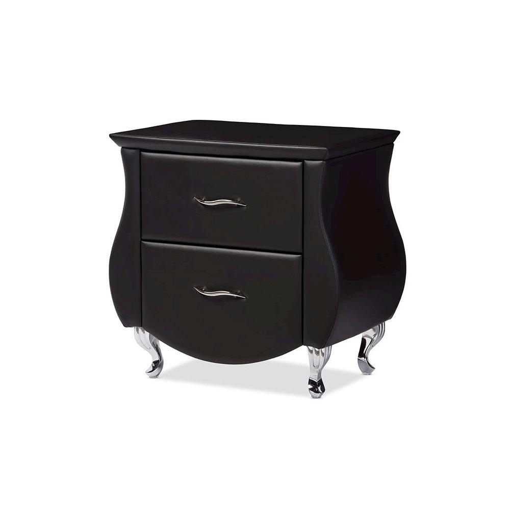 Erin Modern and Contemporary Black Faux Leather Upholstered Nightstand