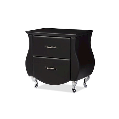 Erin Modern and Contemporary Black Faux Leather Upholstered Nightstand