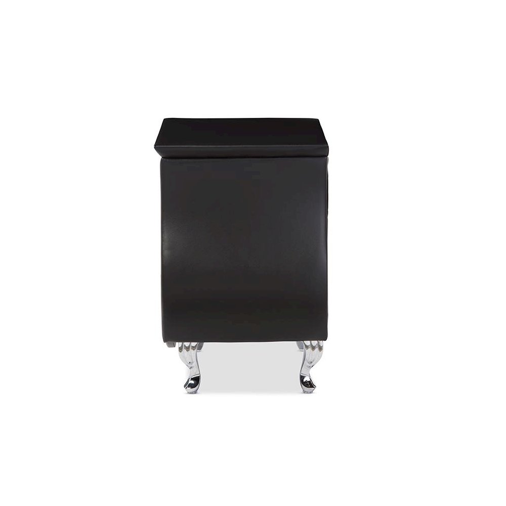 Erin Modern and Contemporary Black Faux Leather Upholstered Nightstand