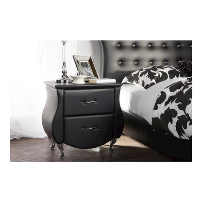 Erin Modern and Contemporary Black Faux Leather Upholstered Nightstand