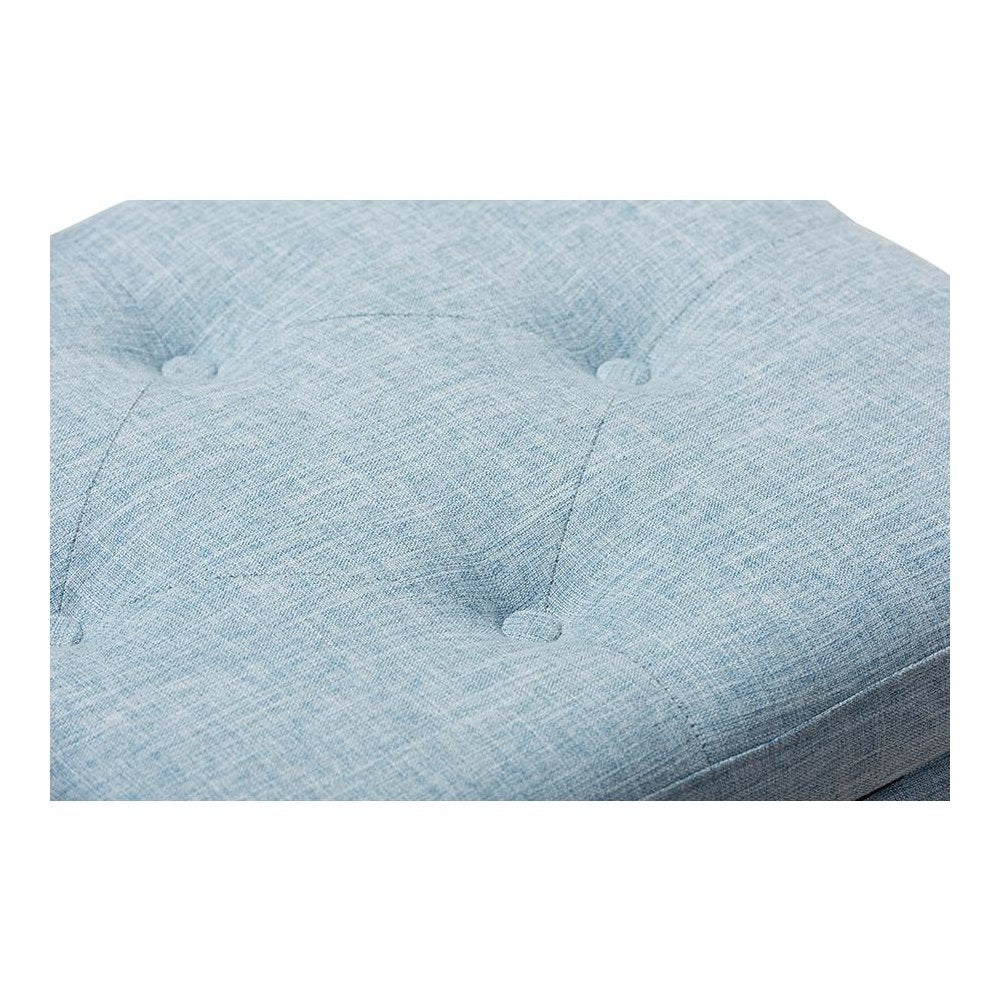 Light Blue Fabric Upholstered Button-Tufting Storage Ottoman Bench