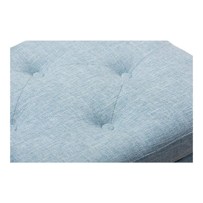 Light Blue Fabric Upholstered Button-Tufting Storage Ottoman Bench