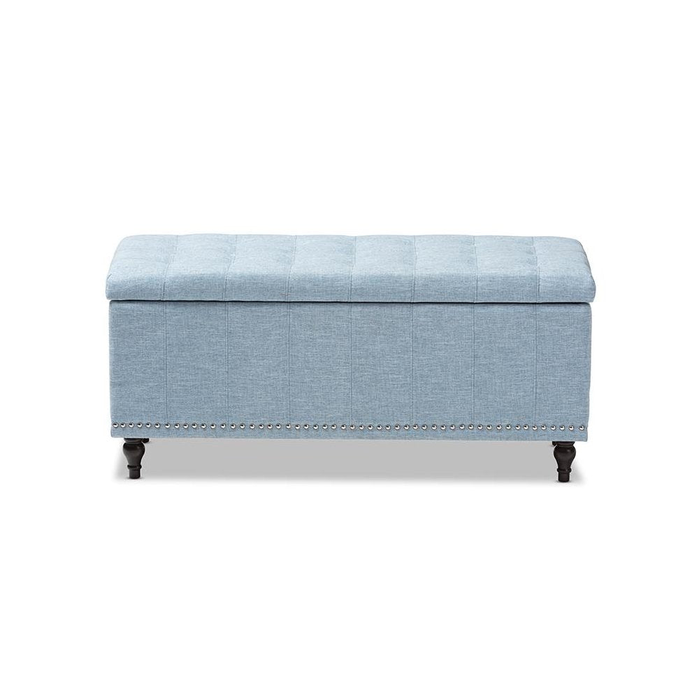 Classic Light Blue Fabric Upholstered Button-Tufting Storage Ottoman Bench