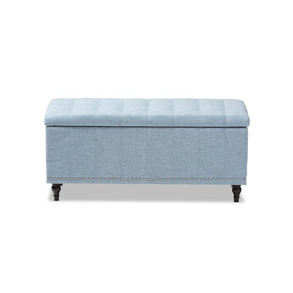 Classic Light Blue Fabric Upholstered Button-Tufting Storage Ottoman Bench