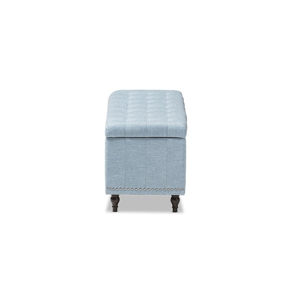 Classic Light Blue Fabric Upholstered Button-Tufting Storage Ottoman Bench