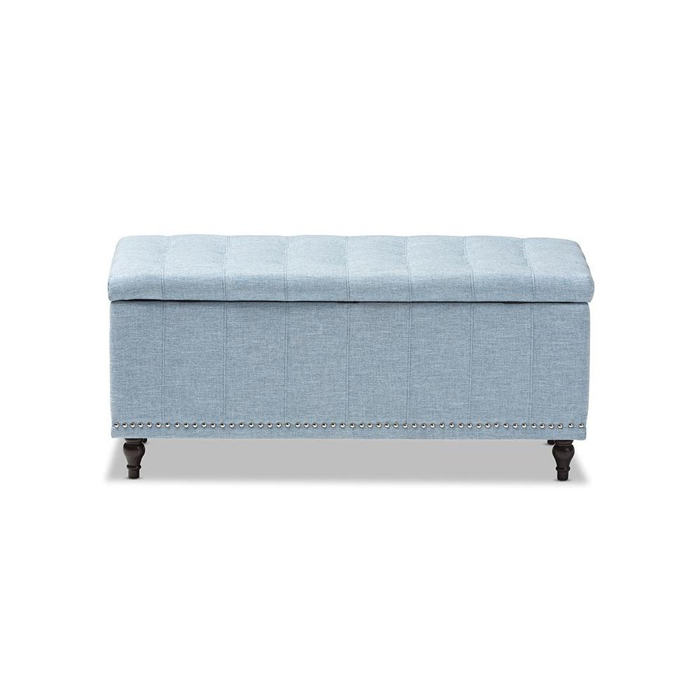 Classic Light Blue Fabric Upholstered Button-Tufting Storage Ottoman Bench