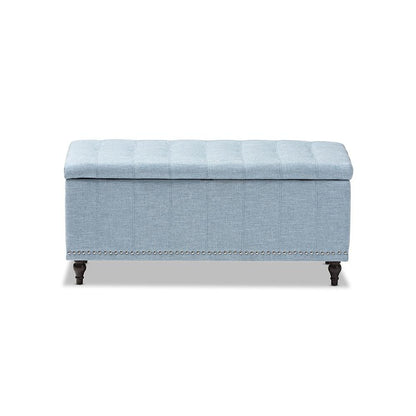 Classic Light Blue Fabric Upholstered Button-Tufting Storage Ottoman Bench