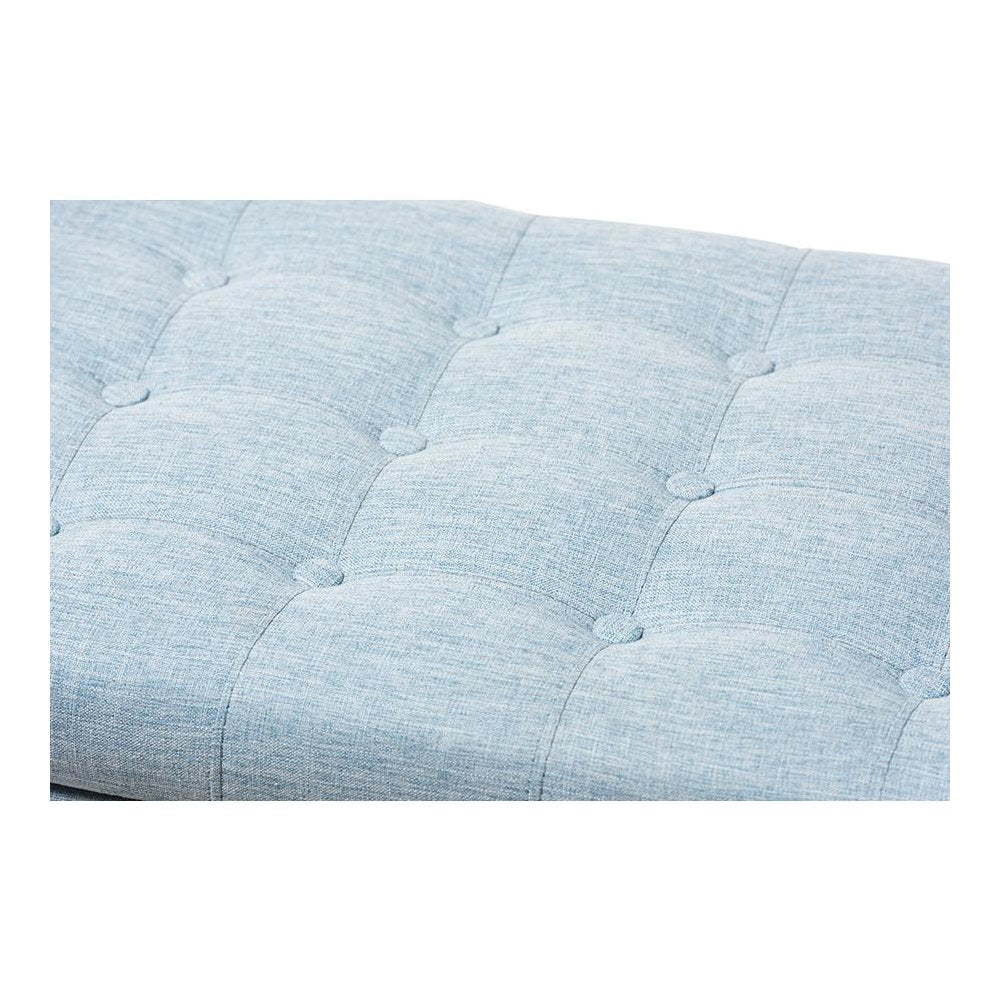 Classic Light Blue Fabric Upholstered Button-Tufting Storage Ottoman Bench