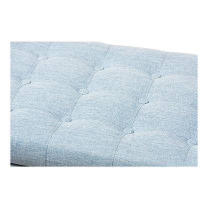 Classic Light Blue Fabric Upholstered Button-Tufting Storage Ottoman Bench