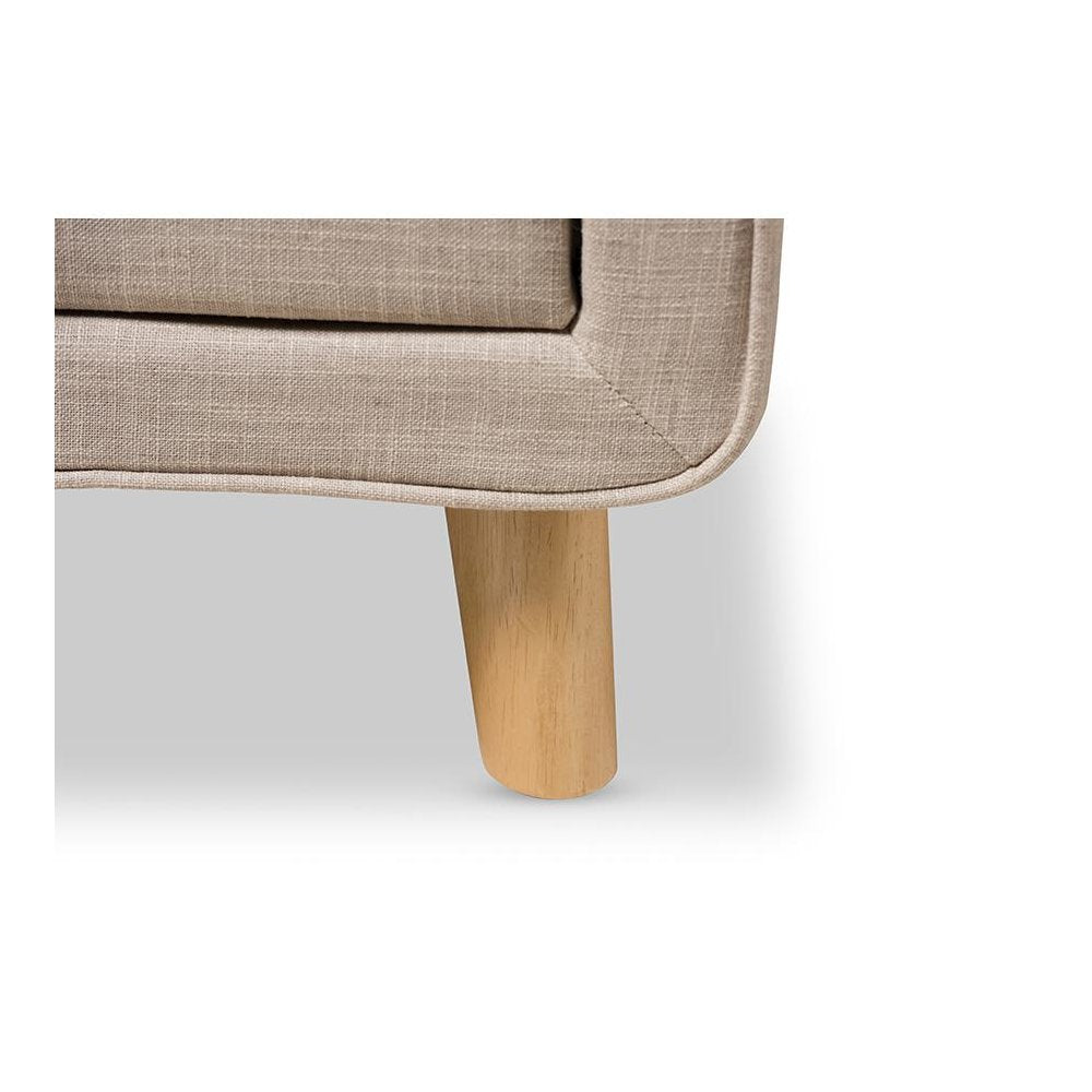 Baxton Studio Jonesy Mid-Century Beige Linen Upholstered 2-Drawer Nightstand