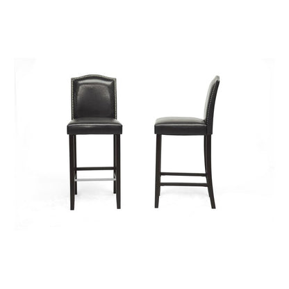 Baxton Studio Libra Black Modern Bar Stool with Nail Head Trim (Set of 2)